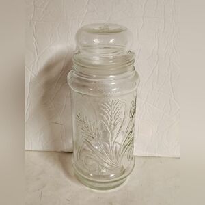 Planters Mr Peanut Anchor Hocking Glass Canister Jar Wheat Pattern Vintage 1982